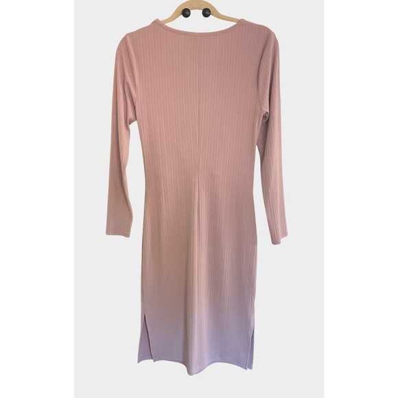 Nine West Long Sleeve Knit Dress Ribbed Twist Front Blush Pink Grape Sz M - Picture 6 of 13